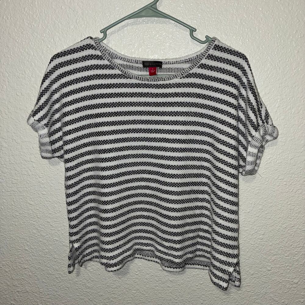 Women's Striped Short Sleeve Sweater Vince Camuto